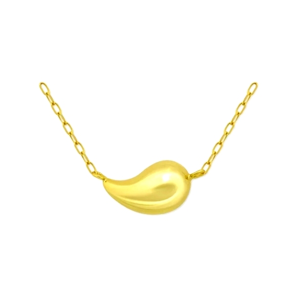 Teardrop Paperclip Chain 18" Pendant Necklace, 18k Gold Over Silver - Picture 2 of 4